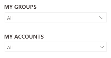 The image above shows dropdown filters for selecting user groups and accounts.