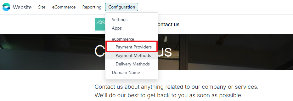 L&rsquo;image montre l&rsquo;interface Odoo avec un menu d&eacute;roulant sous &laquo; Configuration &raquo;, mettant en &eacute;vidence l&rsquo;option &laquo; Payment Providers &raquo; pour activer le plugin Worldline.