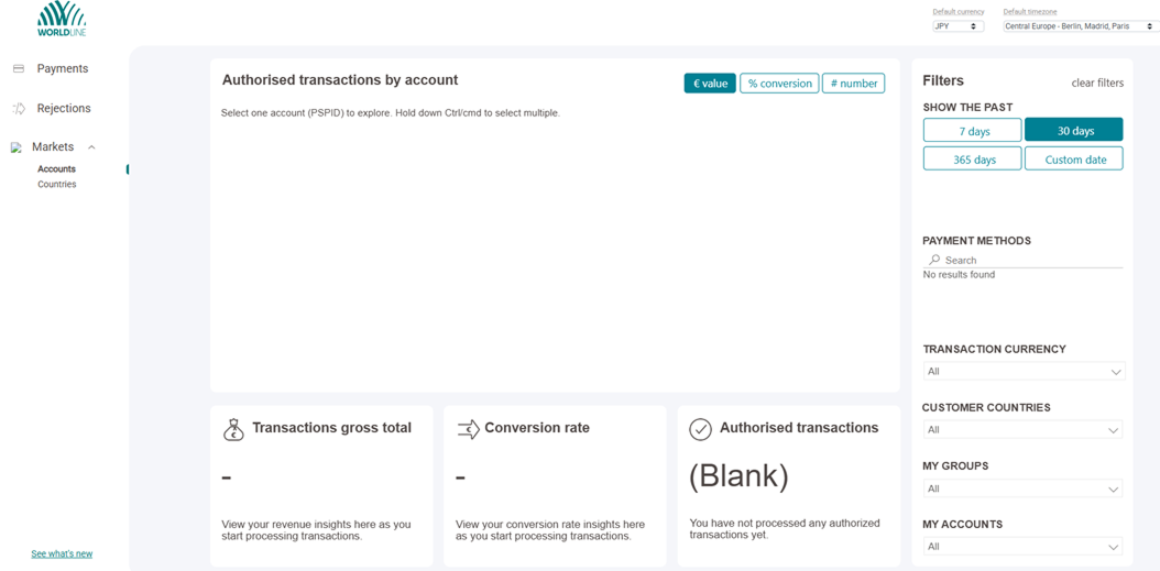 The image above shows the accounts dashboard.